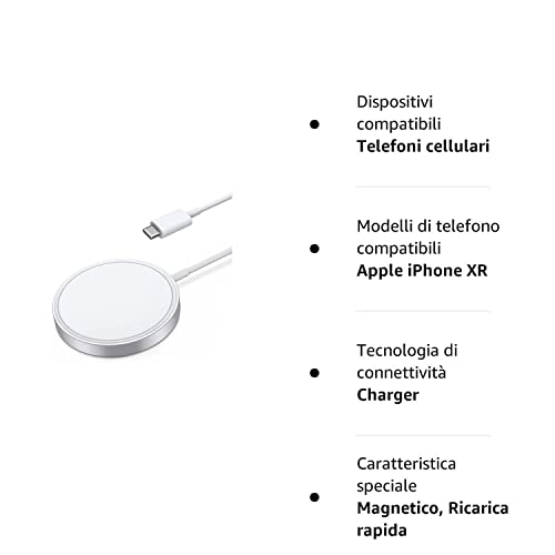 Case Logic Apple Caricatore Wireless Magnetico,Caricabatterie MagSafe Certificato MFi 15W Caricabatterie Rapido Magnetico Compatibile con iPhone 14/13/11/X/XR/8 serie,AirPods Pro 2/1,ecc,bianco,AA
