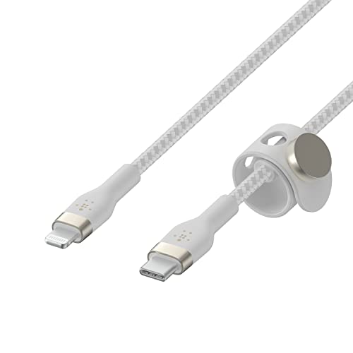 Belkin BoostCharge Pro Flex Cavo intrecciato da USB-C a Lightning (1 m), certificato MFi, ricarica rapida Power Delivery da 20 W, per iPhone 14/14Plus, 13, 12, Pro, Max, mini, SE, iPad, altri - Bianco