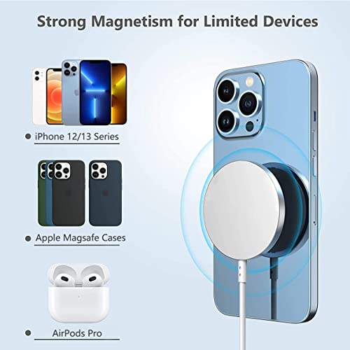 Case Logic Apple Caricatore Wireless Magnetico,Caricabatterie MagSafe Certificato MFi 15W Caricabatterie Rapido Magnetico Compatibile con iPhone 14/13/11/X/XR/8 serie,AirPods Pro 2/1,ecc,bianco,AA